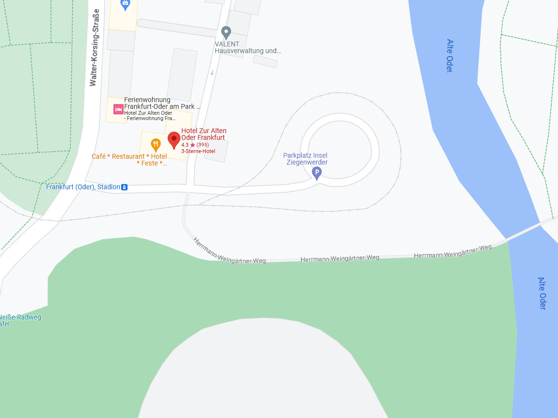 Anfahrt zum Hotel Zur Alten Oder Frankfurt - Google Maps Routenplanung